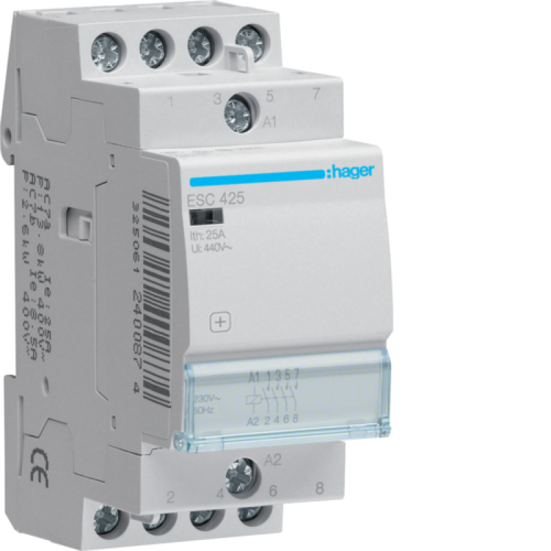 Контактор 25A, 4НВ, 230В Hager ESC425