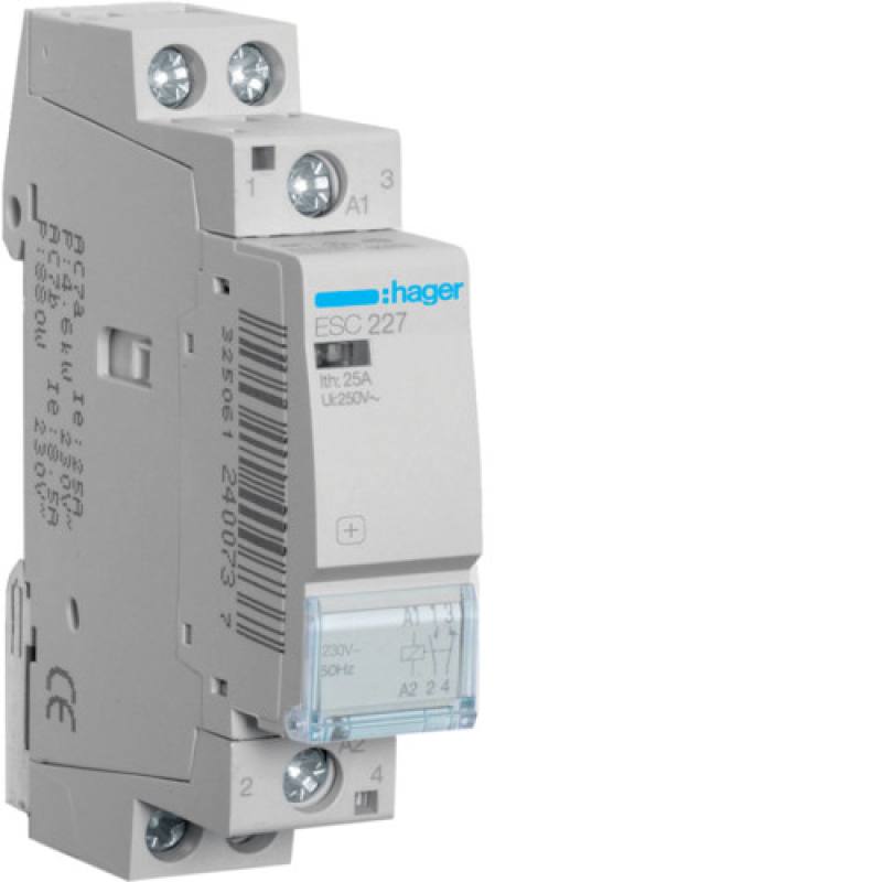 Контактор 25A, 1НВ+1НЗ, 230В Hager ESC227