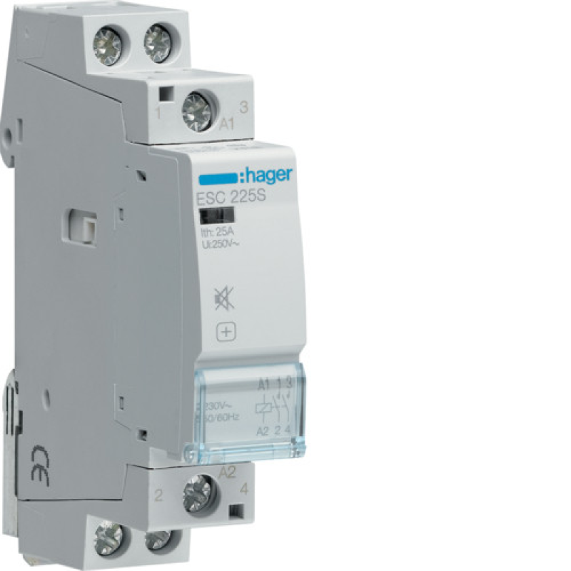 Контактор безшумний 25A, 2НВ, 230В Hager ESC225S