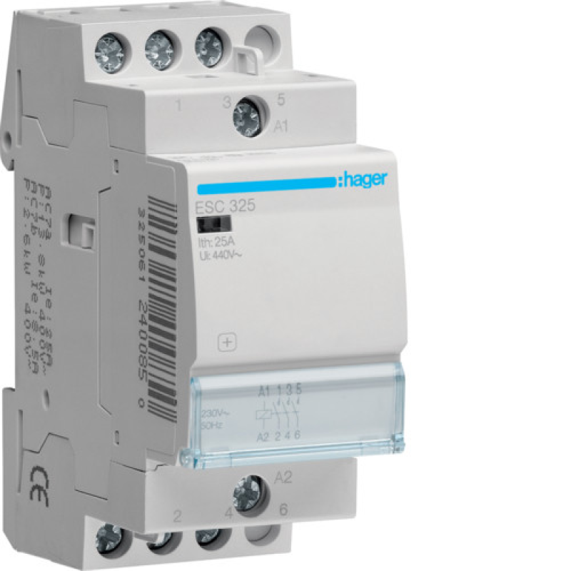 Контактор 25A, 3НВ, 230В Hager ESC325